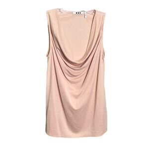 Three Dots Women's Sz XS Top Sleeveless Pastel Pink Drape Neck Shirt Stretch